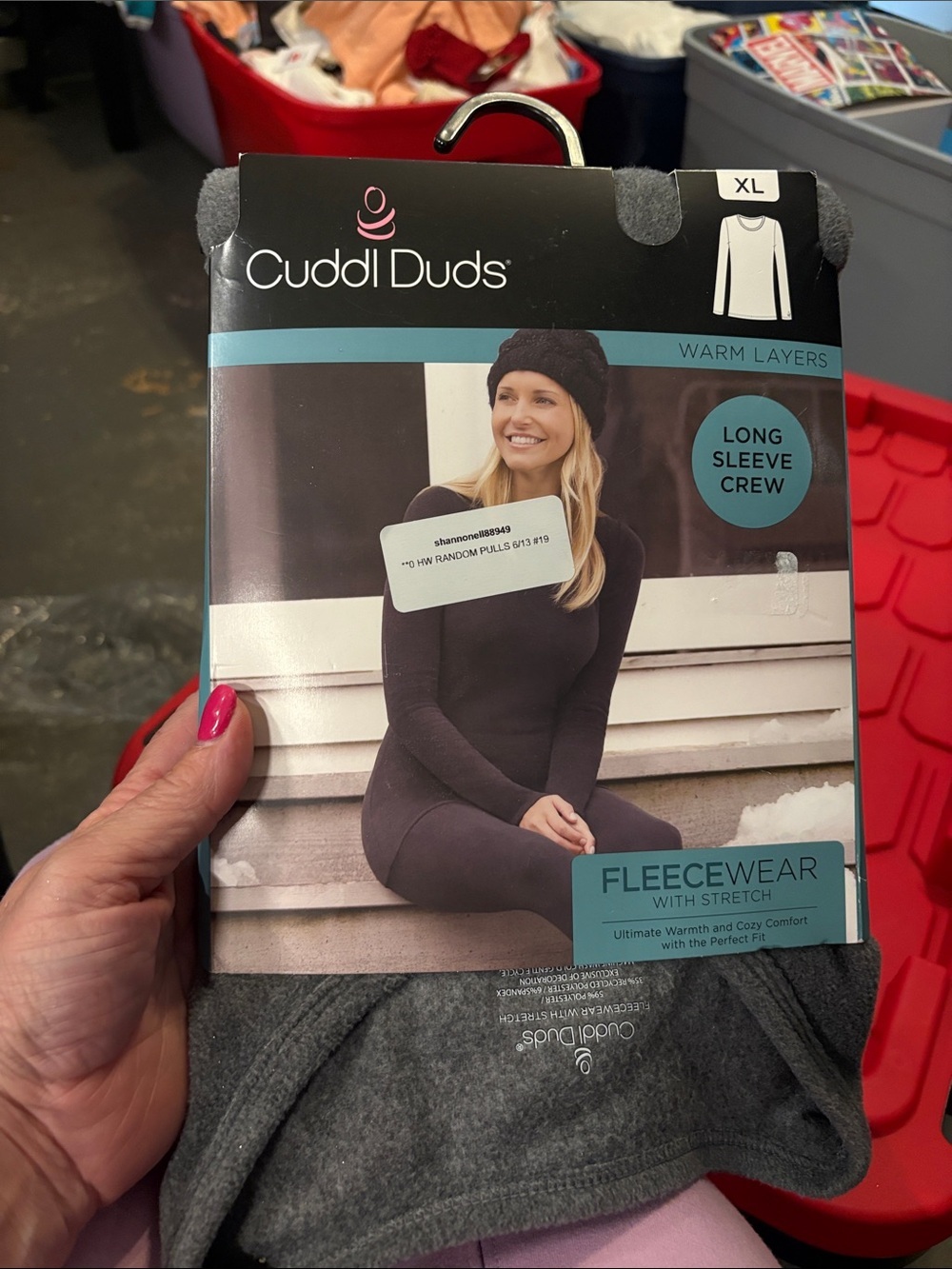 Cuddl Duds Long Sleeve Crew Top - Charcoal Gray